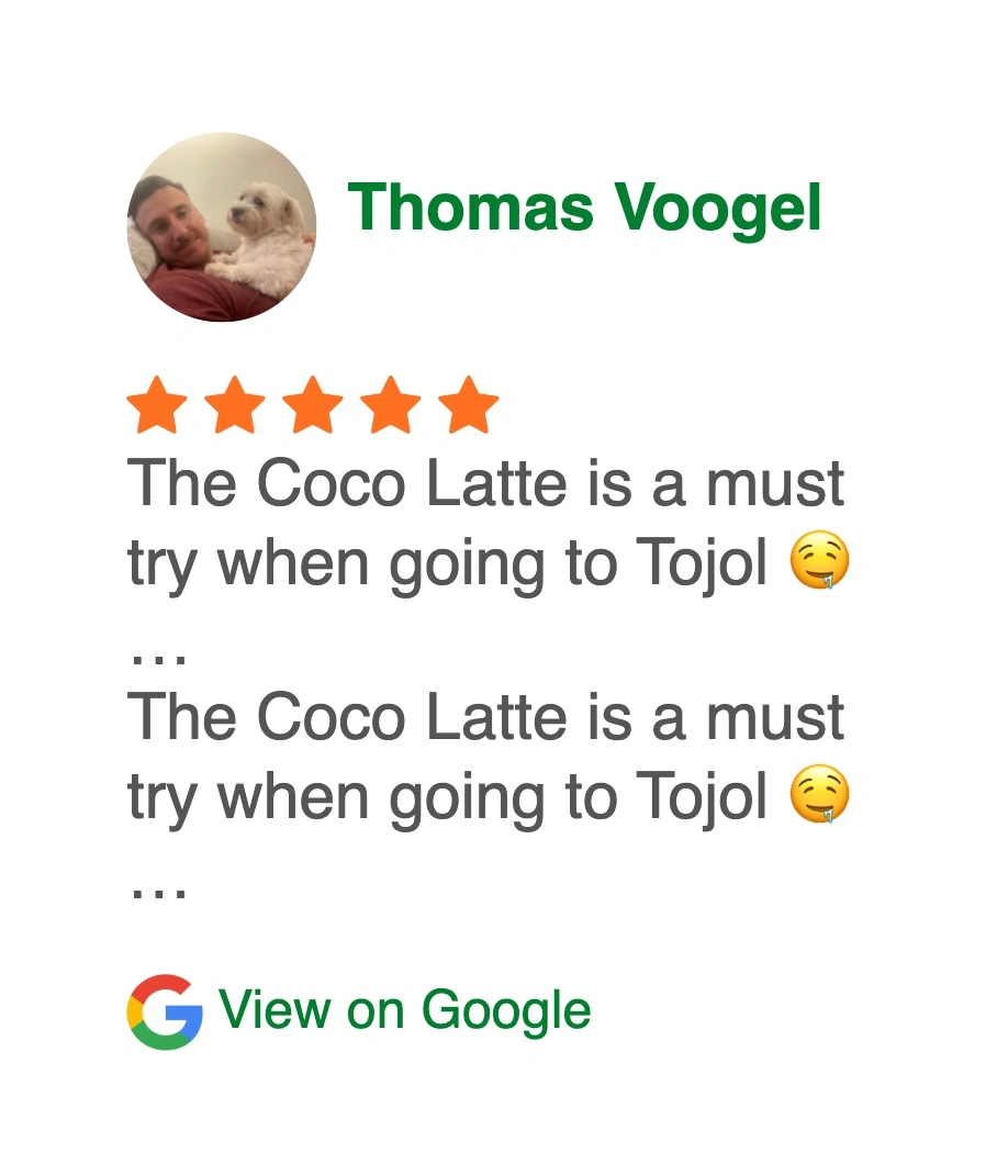 Customer recommending the Coco Latte coffee