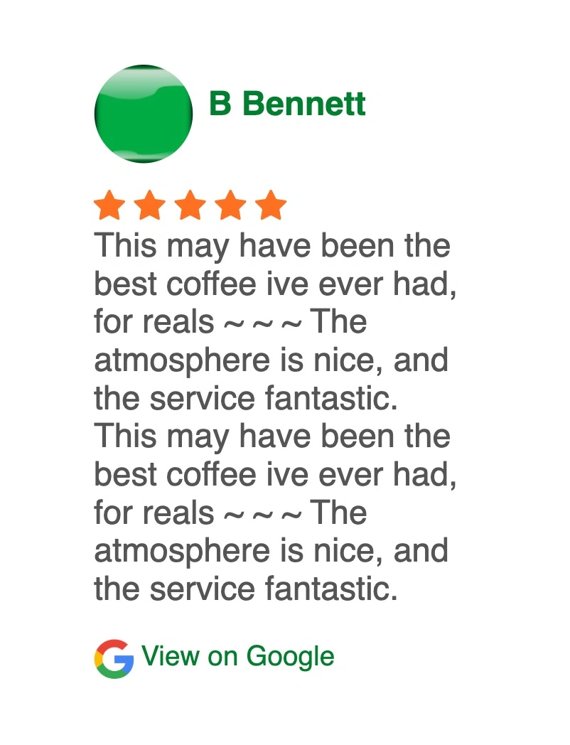 Customer review about best coffee experience