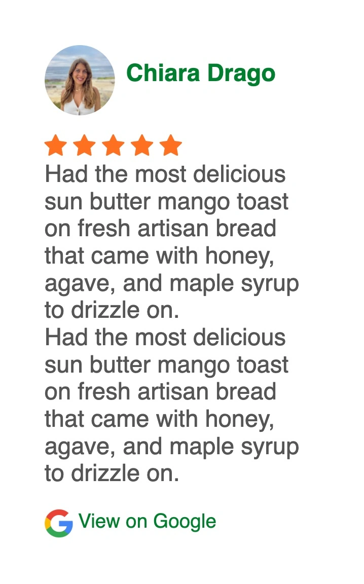 Customer loving the sun butter mango toast