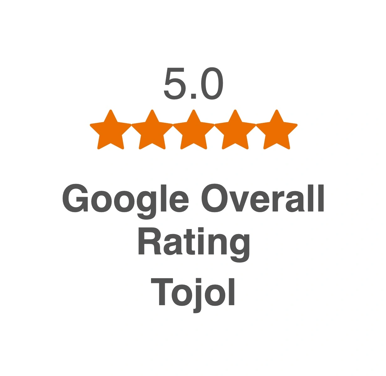 Tojol Google Reviews - 5.0 stars overall rating